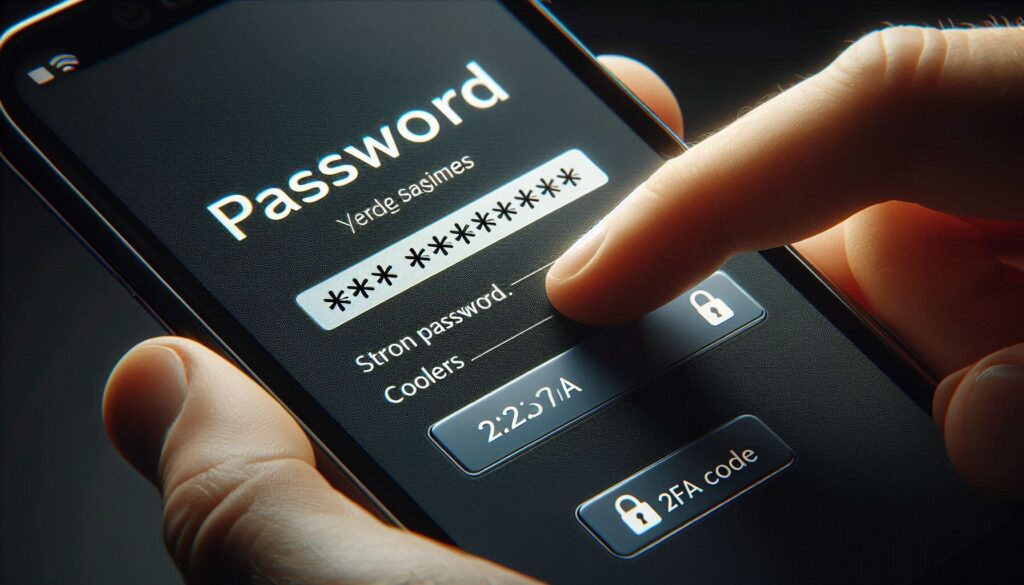 Two-factor authentication process on a mobile device for securing personal data."